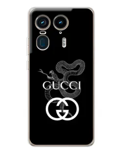 Чехол для Motorola Edge 50 Ultra с картинкой «Gucci — серебряная змея»