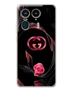 Чехол для Motorola Edge 50 Ultra с картинкой «Gucci — неоновая роза»