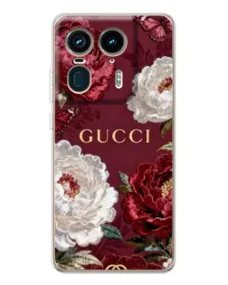 Чохол для Motorola Edge 50 Ultra з картинкою «Gucci — бордові троянди»