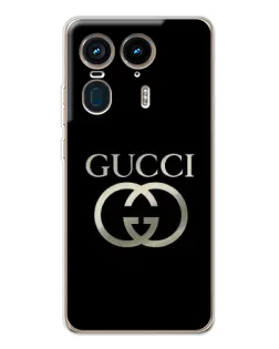 Чохол для Motorola Edge 50 Ultra з картинкою «Gucci — золото на чорному»