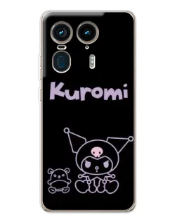 Чехол для Motorola Edge 50 Ultra с картинкой «Kuromi — черный минимализм»