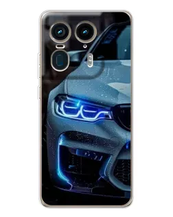 Чехол для Motorola Edge 50 Ultra с картинкой «Взгляд BMW с синими фарами»