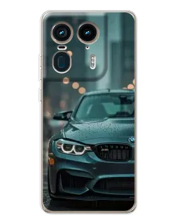 Чехол для Motorola Edge 50 Ultra с картинкой «BMW в огнях города»