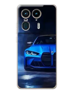 Чехол для Motorola Edge 50 Ultra с картинкой «Голубая BMW M4»
