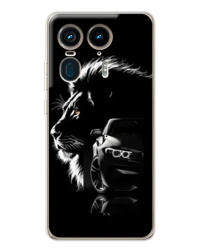 Чехол для Motorola Edge 50 Ultra с картинкой «BMW и лев» Чехол для Motorola Edge 50 Ultra с картинкой «BMW и лев»