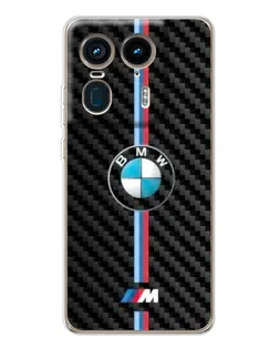Чехол для Motorola Edge 50 Ultra с картинкой «Эмблема BMW и карбон»