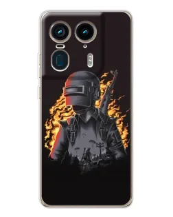 Чехол для Motorola Edge 50 Ultra с картинкой «PUBG — огненный силуэт»