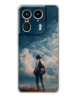 Чехол для Motorola Edge 50 Ultra с картинкой «Герой PUBG на скале»