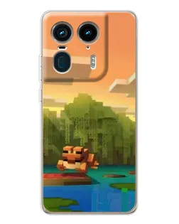 Чехол для Motorola Edge 50 Ultra с картинкой «Майнкрафт закат солнца»