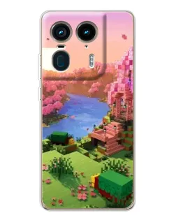 Чехол для Motorola Edge 50 Ultra с картинкой «Розовое дерево Minecraft»