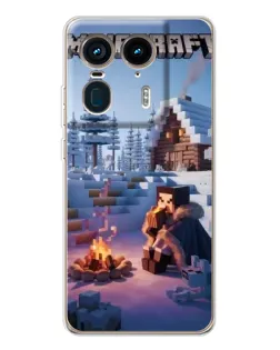 Чехол для Motorola Edge 50 Ultra с картинкой «Зимний Minecraft»