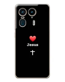 Чехол для Motorola Edge 50 Ultra с картинкой «Сердце - Jesus»
