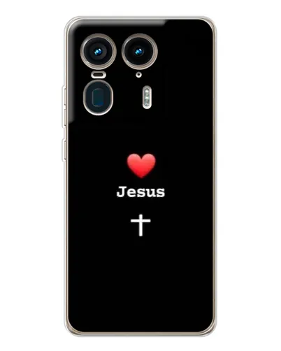 Чехол для Motorola Edge 50 Ultra с картинкой «Сердце - Jesus»