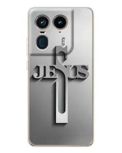 Чохол для Motorola Edge 50 Ultra з картинкою «Металевий хрест Jesus»