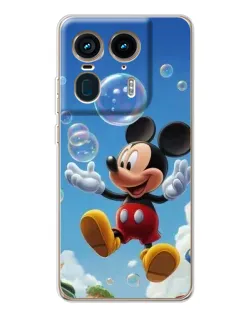 Чехол для Motorola Edge 50 Ultra с картинкой «Mickey и мыльные пузыри»