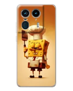 Чехол для Motorola Edge 50 Ultra с картинкой «Губка Боб повар»