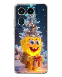 Чехол для Motorola Edge 50 Ultra с картинкой «Рождественский Спанч Боб»