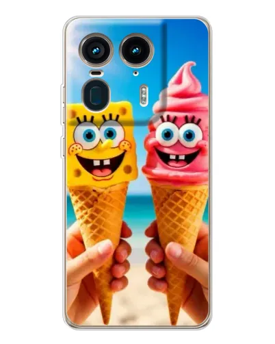 Чехол для Motorola Edge 50 Ultra с картинкой «Спанч Боб мороженое»