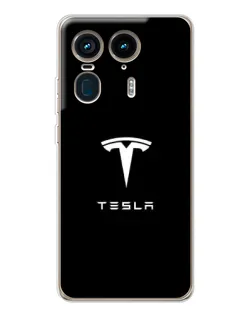 Чехол для Motorola Edge 50 Ultra с картинкой «Tesla White Logo»