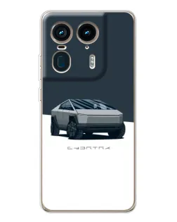 Чехол для Motorola Edge 50 Ultra с картинкой «Серебристый Cybertruck Tesla»