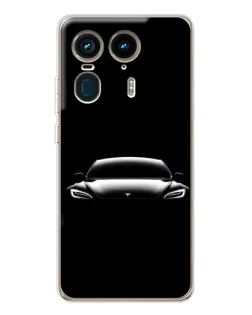 Чехол для Motorola Edge 50 Ultra с картинкой «Фары Tesla Night»