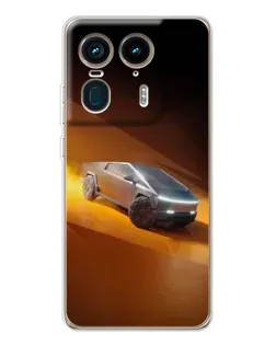 Чехол для Motorola Edge 50 Ultra с картинкой «Cybertruck в пустыне»