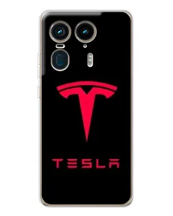 Чехол для Motorola Edge 50 Ultra с картинкой «Tesla Red Logo»