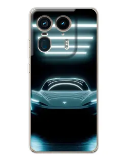 Чехол для Motorola Edge 50 Ultra с картинкой «Tesla в неоне»