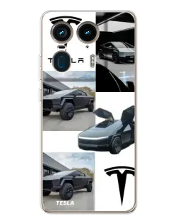Чехол для Motorola Edge 50 Ultra с картинкой «Коллаж Cybertruck Tesla»