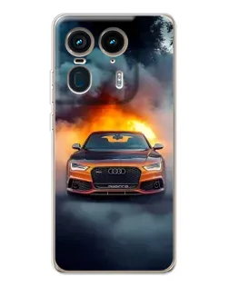 Чехол для Motorola Edge 50 Ultra с картинкой «Audi в огненном дыму»