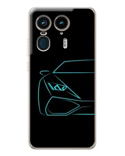 Чехол для Motorola Edge 50 Ultra с картинкой «Голубой силуэт Lamborghini»