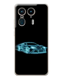 Чехол для Motorola Edge 50 Ultra с картинкой «Неоновый контур Lamborghini»