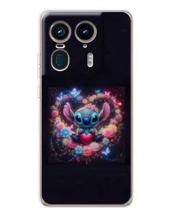 Чехол для Motorola Edge 50 Ultra с картинкой «Stitch в цветах»