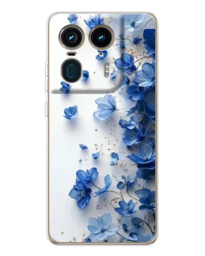 Чехол для Motorola Edge 50 Ultra с картинкой «Голубой цветочный каскад»