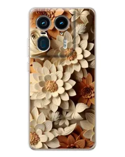 Чехол для Motorola Edge 50 Ultra с картинкой «Бежевый флористический декор»