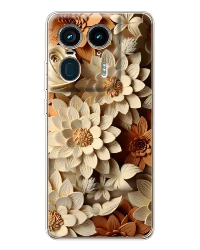 Чехол для Motorola Edge 50 Ultra с картинкой «Бежевый флористический декор»