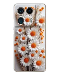 Чехол для Motorola Edge 50 Ultra с картинкой «Белые сухоцветы»