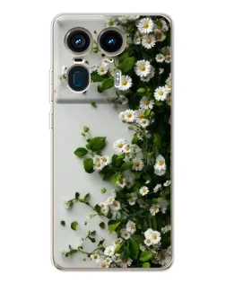 Чехол для Motorola Edge 50 Ultra с картинкой «Ветка мелких белых цветов»