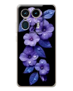 Чехол для Motorola Edge 50 Ultra с картинкой «Фиолетовые цветы с росою»