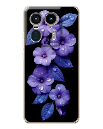 Чехол для Motorola Edge 50 Ultra с картинкой «Фиолетовые цветы с росою»