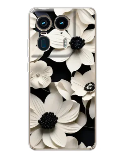 Чехол для Motorola Edge 50 Ultra с картинкой «Объемные белые цветы»