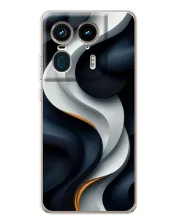 Чехол для Motorola Edge 50 Ultra с картинкой «Объемные черно-белые ленты»