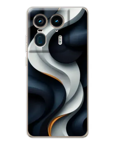 Чехол для Motorola Edge 50 Ultra с картинкой «Объемные черно-белые ленты»