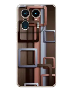 Чехол для Motorola Edge 50 Ultra с картинкой «Коричневые объемные квадраты»