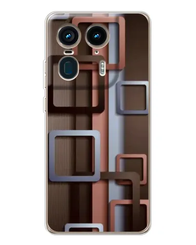 Чехол для Motorola Edge 50 Ultra с картинкой «Коричневые объемные квадраты»