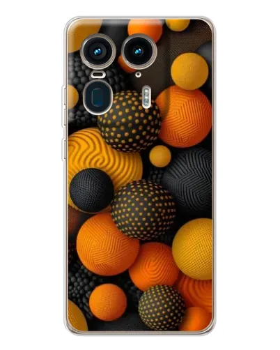 Чехол для Motorola Edge 50 Ultra с картинкой «Объемные оранжевые сферы»