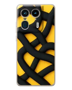 Чехол для Motorola Edge 50 Ultra с картинкой «Черное желтое переплетение»