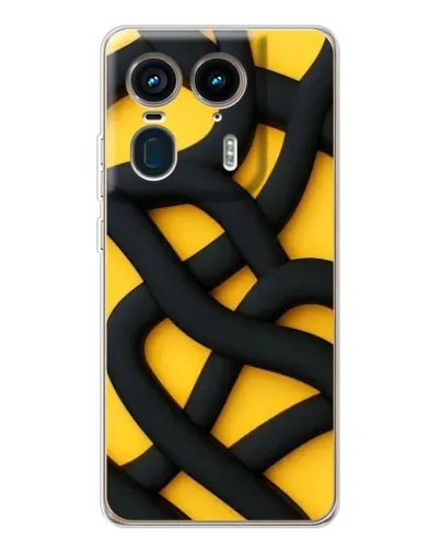 Чехол для Motorola Edge 50 Ultra с картинкой «Черное желтое переплетение»