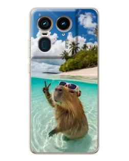Чехол для Motorola Edge 50 Ultra с картинкой «Капибара на море»