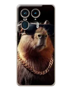 Чехол для Motorola Edge 50 Ultra с картинкой «Капибара золотая цепь»